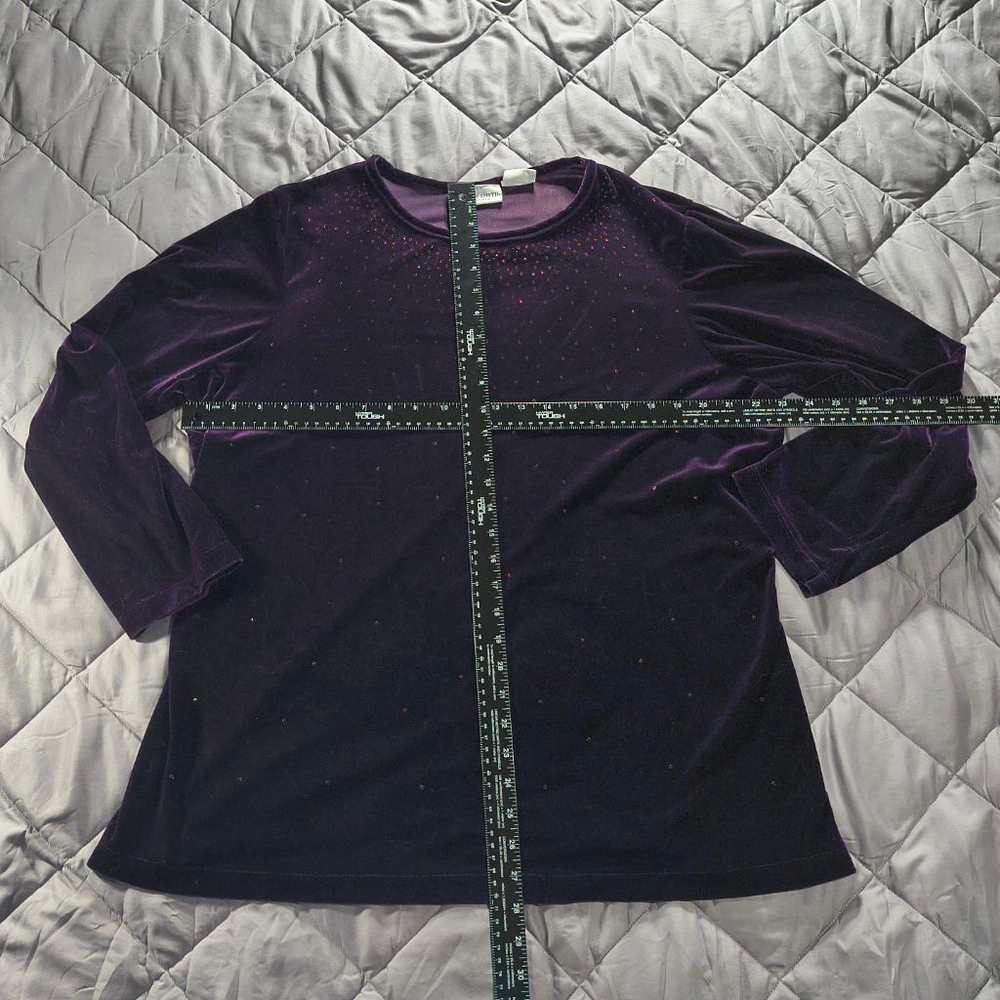 (1X) Women's Jaclyn Smith Purple Long Sleeve Velvety Style Sweater Blouse - Picture 2 of 5